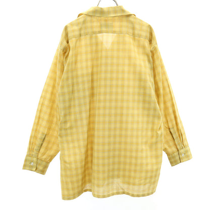 ARROW 60s Vintage Plaid Open Collar Shirt Yellow Size L