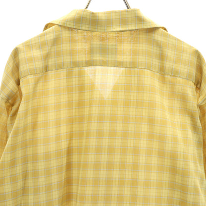 ARROW 60s Vintage Plaid Open Collar Shirt Yellow Size L