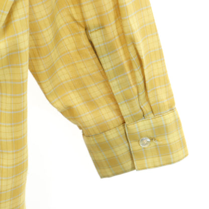 ARROW 60s Vintage Plaid Open Collar Shirt Yellow Size L