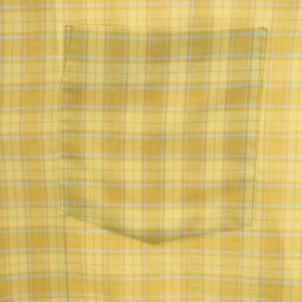 ARROW 60s Vintage Plaid Open Collar Shirt Yellow Size L