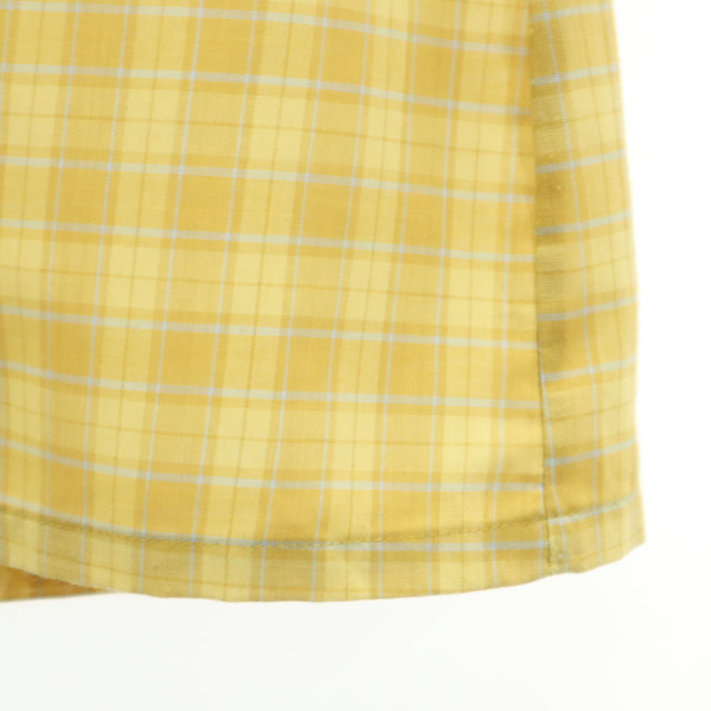 ARROW 60s Vintage Plaid Open Collar Shirt Yellow Size L