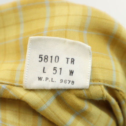 ARROW 60s Vintage Plaid Open Collar Shirt Yellow Size L