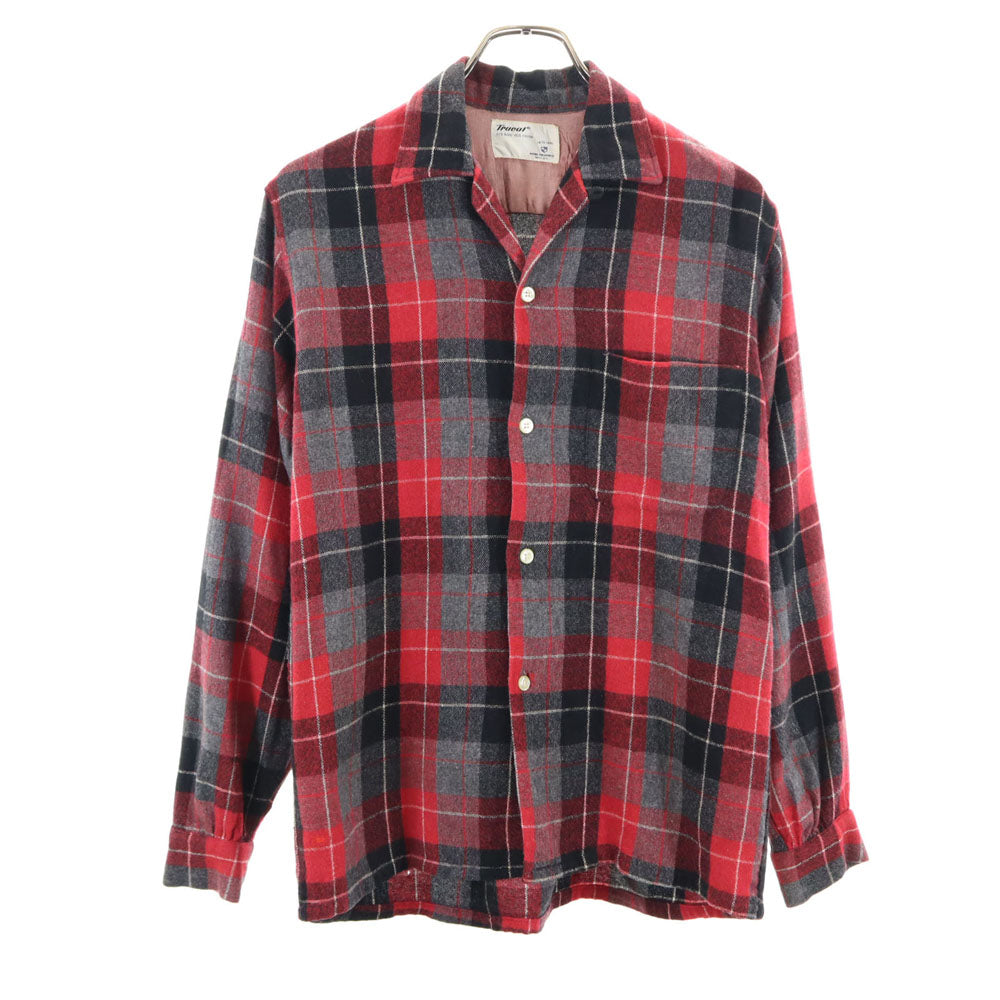 Truval 50s 60s Vintage Rayon Check Open Shirt Red Size S