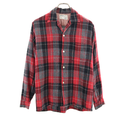 Truval 50s 60s Vintage Rayon Check Open Shirt Red Size S