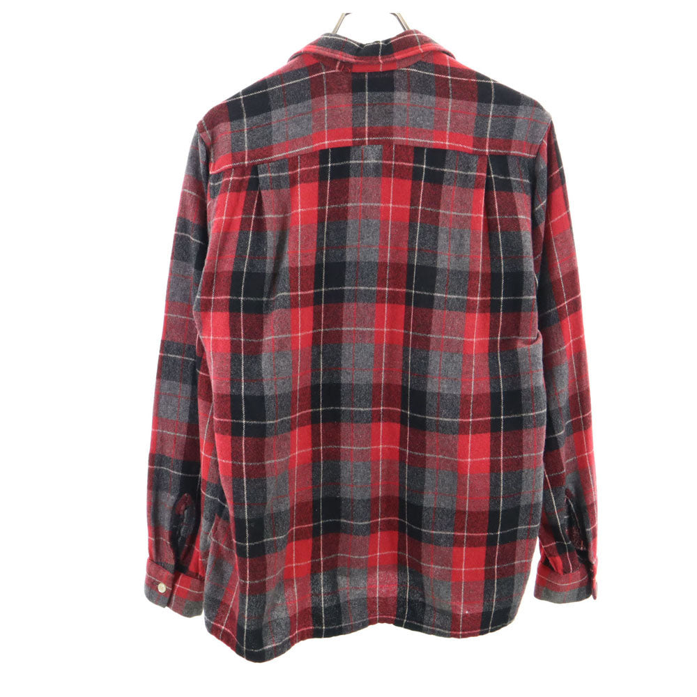 Truval 50s 60s Vintage Rayon Check Open Shirt Red Size S
