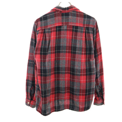 Truval 50s 60s Vintage Rayon Check Open Shirt Red Size S