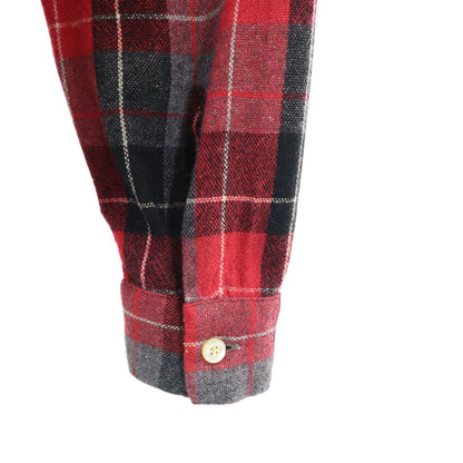 Truval 50s 60s Vintage Rayon Check Open Shirt Red Size S