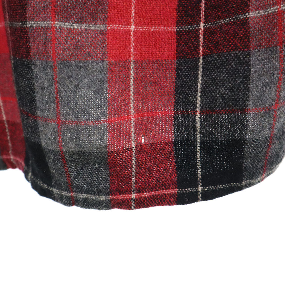 Truval 50s 60s Vintage Rayon Check Open Shirt Red Size S