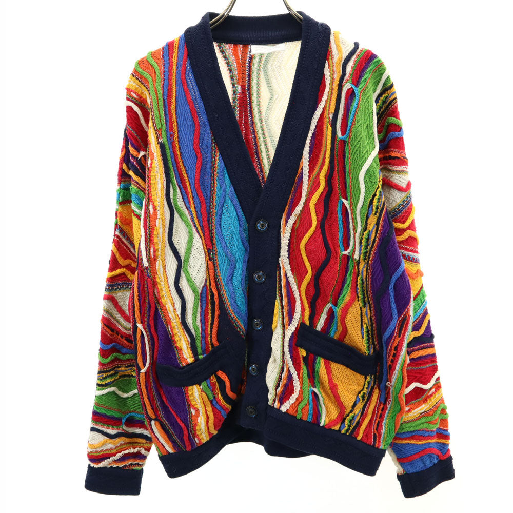COOGI 90s Australian 3D V-Neck Knit Cardigan Navy Size SS