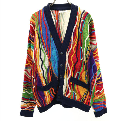 COOGI 90s Australian 3D V-Neck Knit Cardigan Navy Size SS