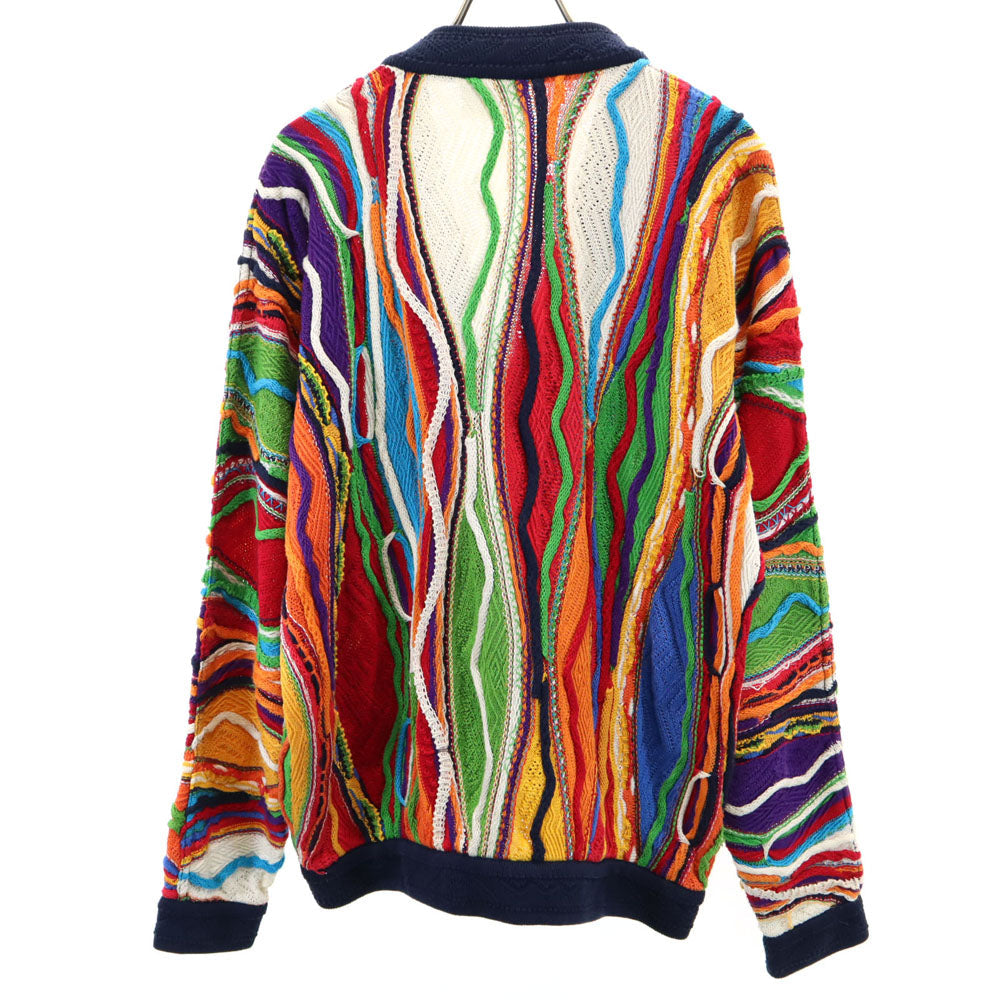 COOGI 90s Australian 3D V-Neck Knit Cardigan Navy Size SS