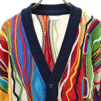 COOGI 90s Australian 3D V-Neck Knit Cardigan Navy Size SS