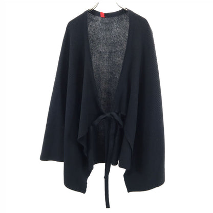 HaaT Black Wool Rib Knit Poncho Coat Size 2