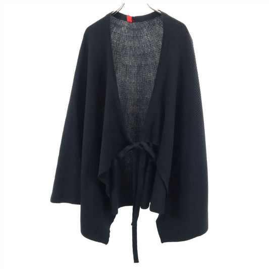 HaaT Black Wool Rib Knit Poncho Coat Size 2