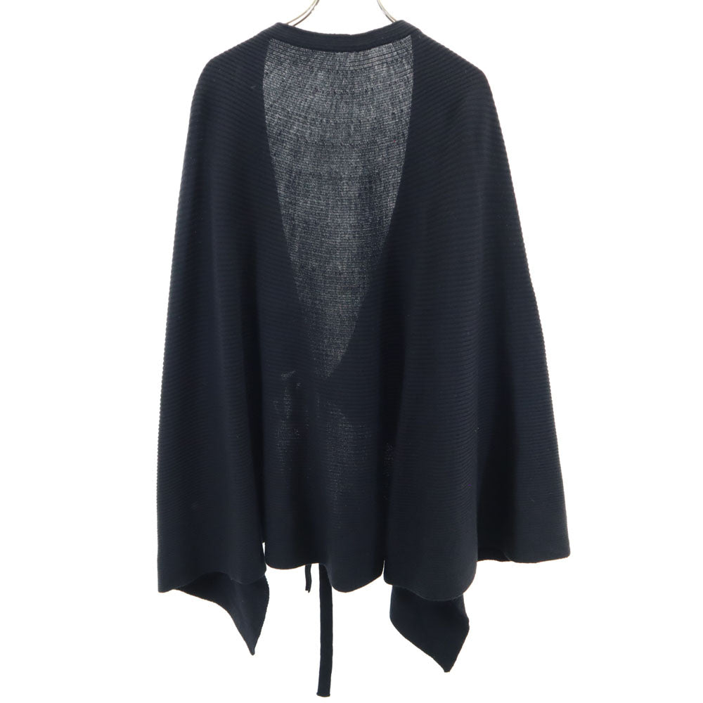 HaaT Black Wool Rib Knit Poncho Coat Size 2