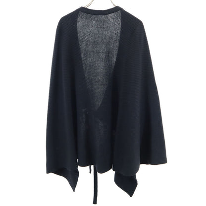 HaaT Black Wool Rib Knit Poncho Coat Size 2