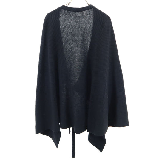 HaaT Black Wool Rib Knit Poncho Coat Size 2