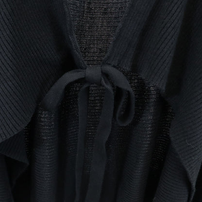HaaT Black Wool Rib Knit Poncho Coat Size 2