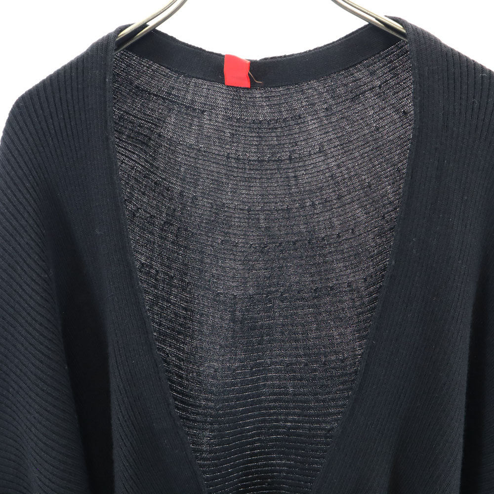 HaaT Black Wool Rib Knit Poncho Coat Size 2