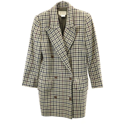 GUCCI 80s 90s Italian Wool Check Dbl Breasted Jacket Size 40