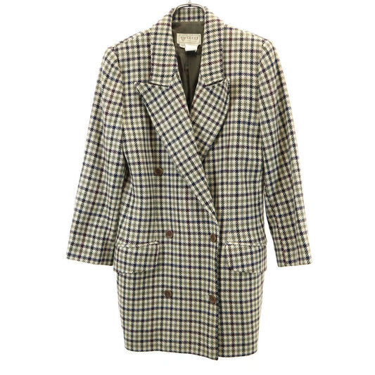 GUCCI 80s 90s Italian Wool Check Dbl Breasted Jacket Size 40
