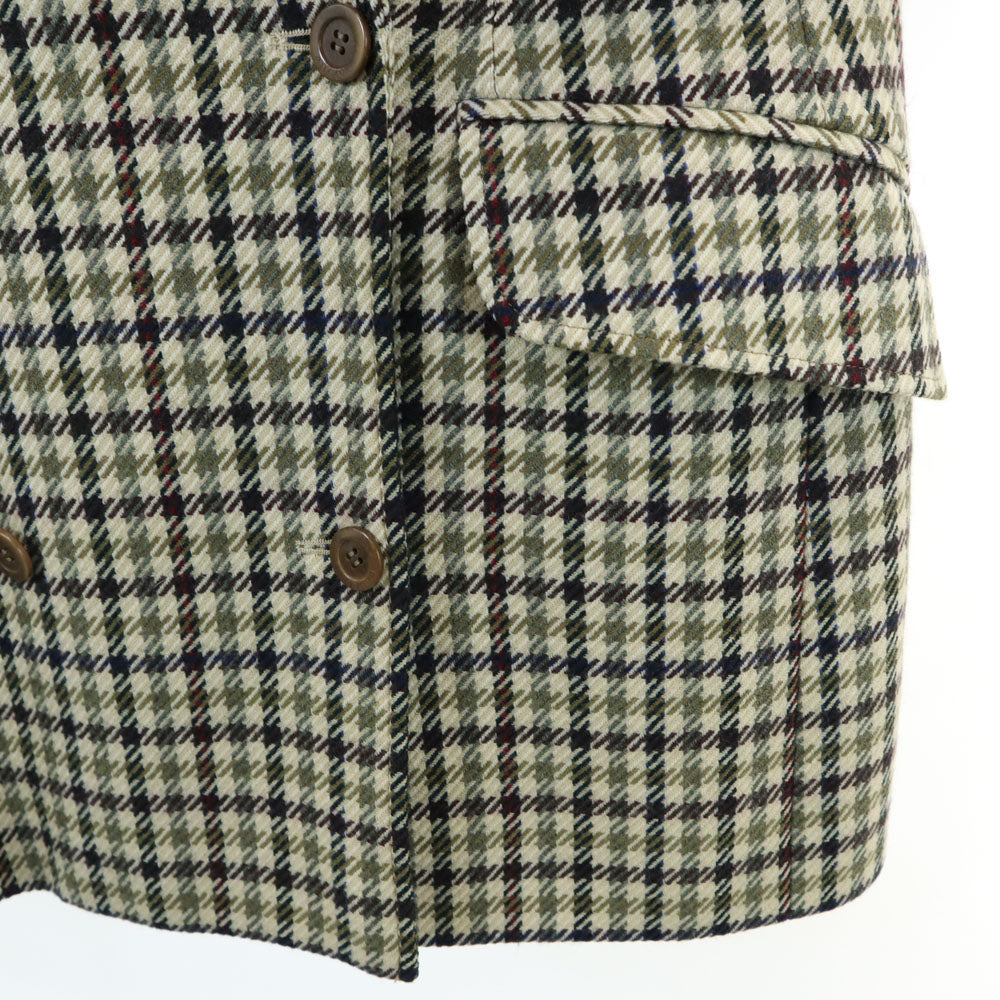 GUCCI 80s 90s Italian Wool Check Dbl Breasted Jacket Size 40