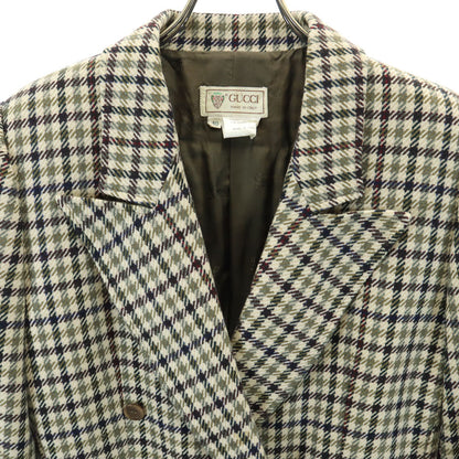 GUCCI 80s 90s Italian Wool Check Dbl Breasted Jacket Size 40