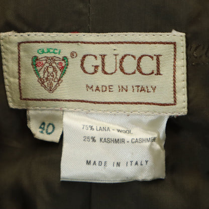 GUCCI 80s 90s Italian Wool Check Dbl Breasted Jacket Size 40