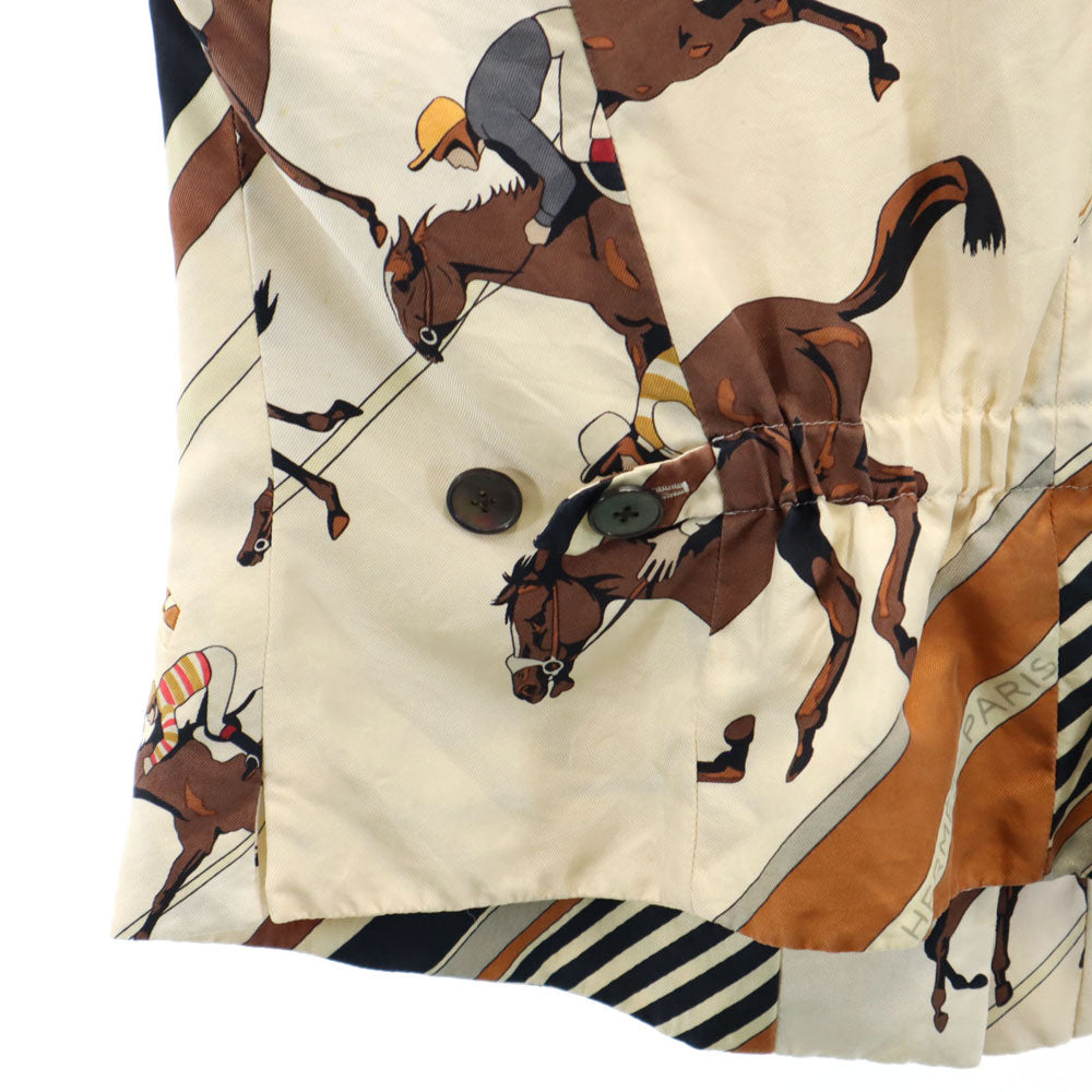 HERMES Horse Pattern Vest Ivory Size 40