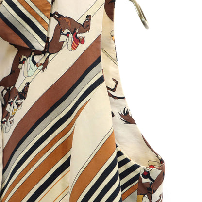 HERMES Horse Pattern Vest Ivory Size 40