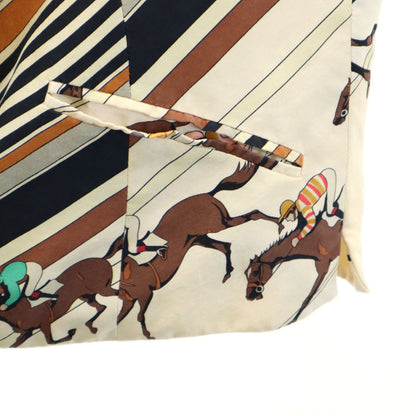 HERMES Horse Pattern Vest Ivory Size 40