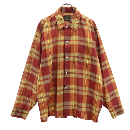 Sears 60s Vintage Boxy Checkered Long Shirt Orange Size L