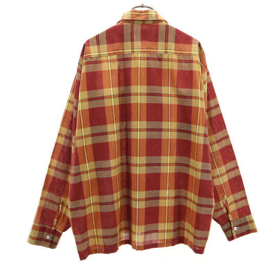 Sears 60s Vintage Boxy Checkered Long Shirt Orange Size L