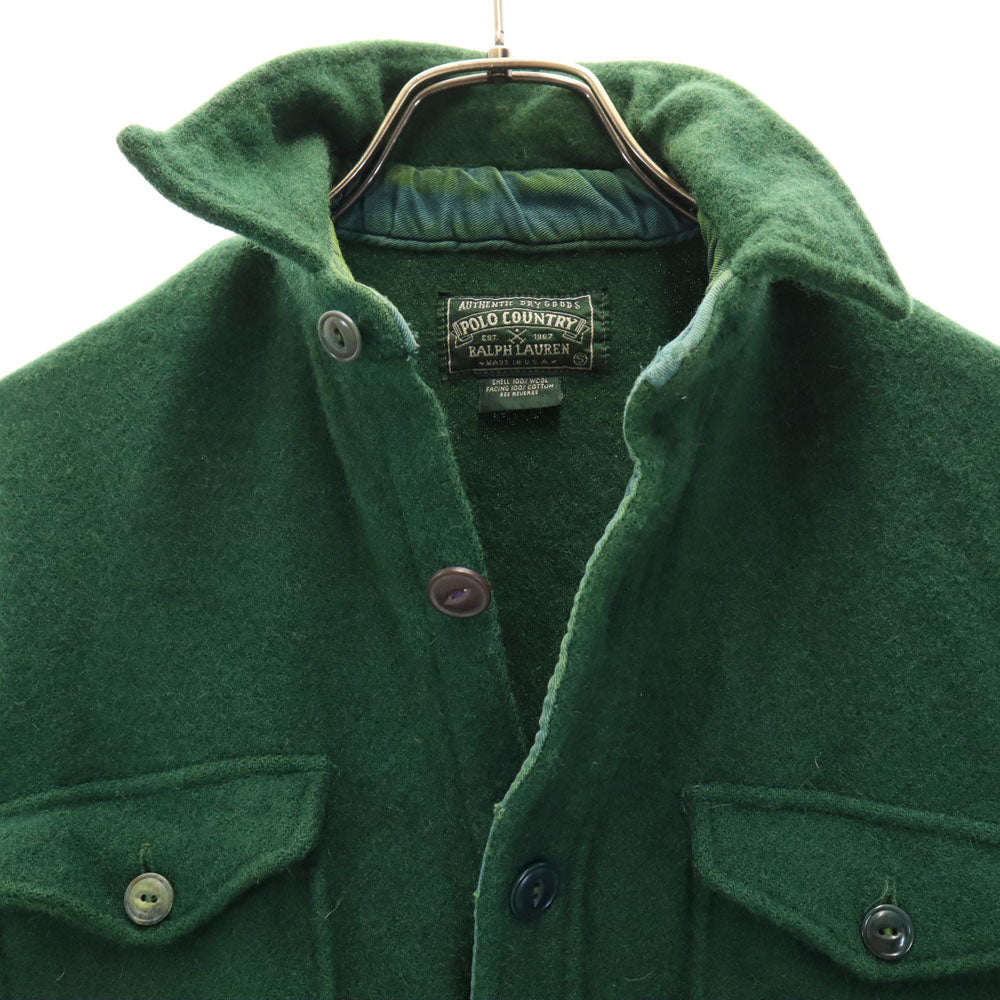 POLO COUNTRY 80s 90s USA Wool Long Sleeve Shirt Green Size S