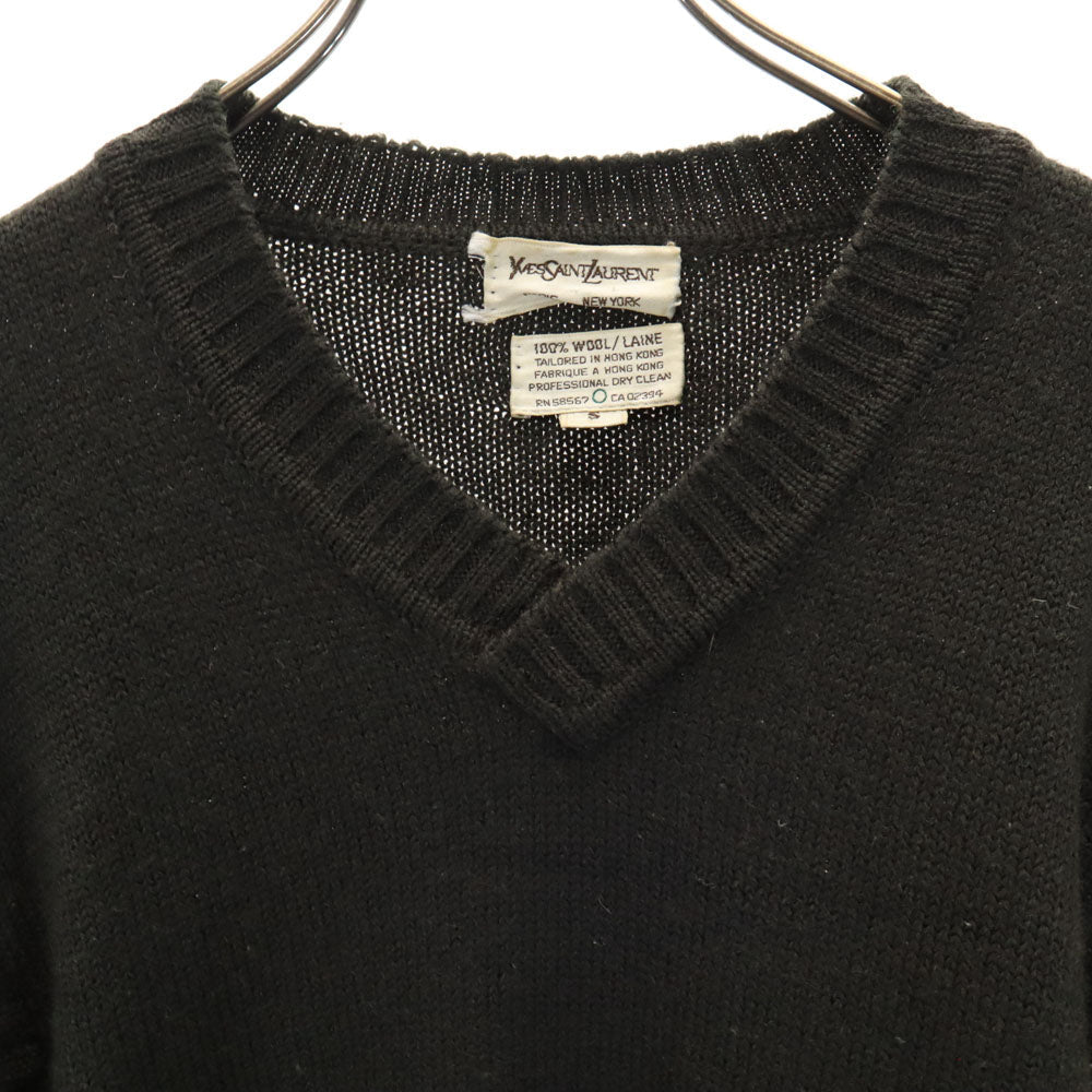 YVES SAINT LAURENT 80s Vintage Wool V-Neck Sweater Size S