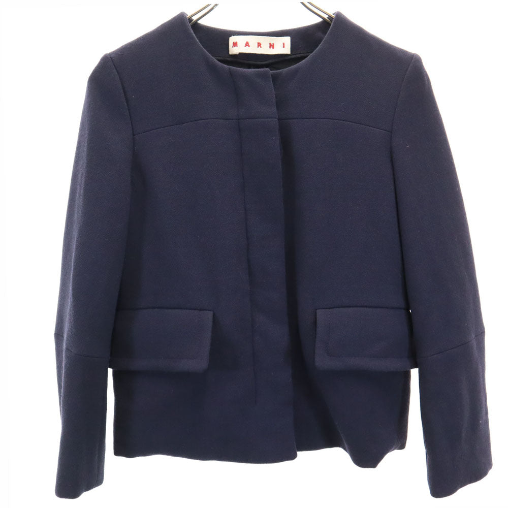MARNI Wool Collarless Jacket Navy Size 38