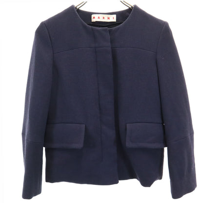 MARNI Wool Collarless Jacket Navy Size 38