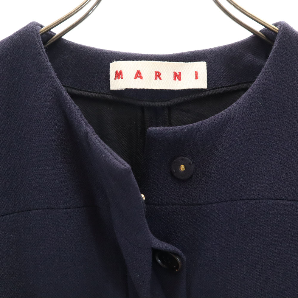 MARNI Wool Collarless Jacket Navy Size 38