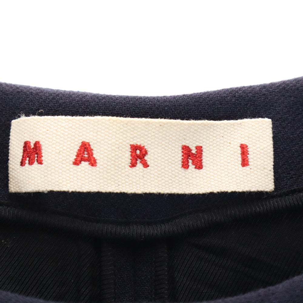 MARNI Wool Collarless Jacket Navy Size 38