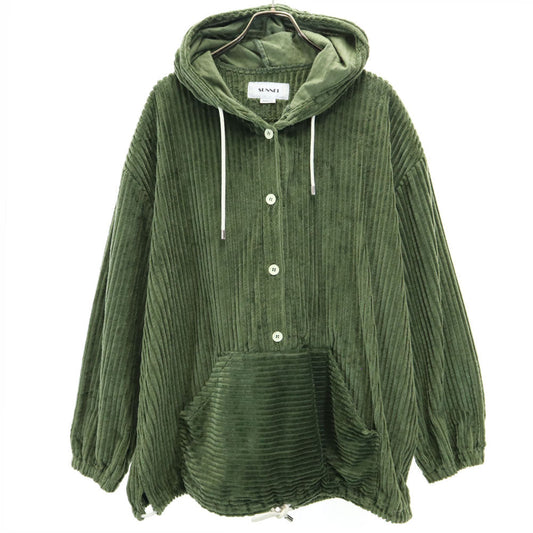 Sunnei Green Wide Wale Corduroy Hoodie Size M