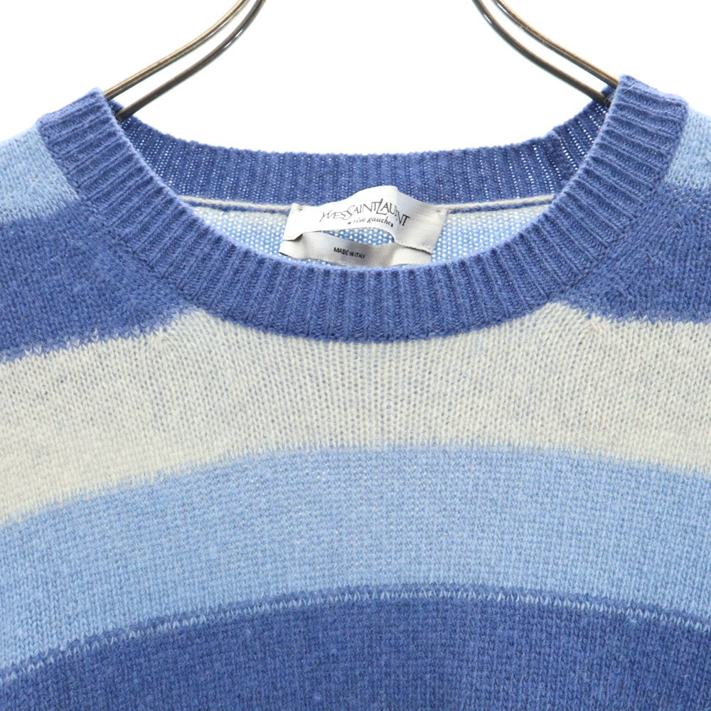 YVES SAINT LAURENT Italian Wool Striped Sweater Blue Size S