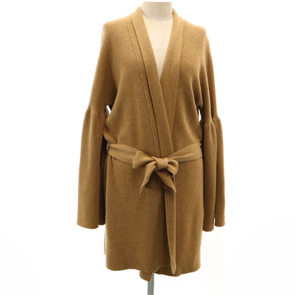 PAULE KA Wool Long Sleeve Cardigan with Ribbon Brown