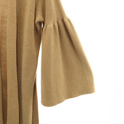 PAULE KA Wool Long Sleeve Cardigan with Ribbon Brown