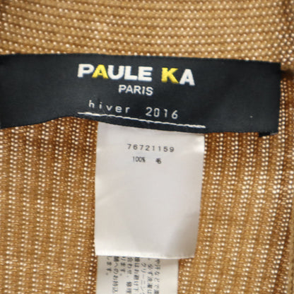 PAULE KA Wool Long Sleeve Cardigan with Ribbon Brown