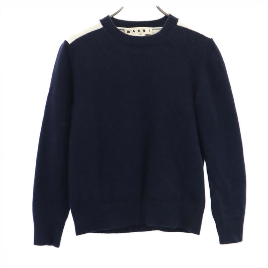 MARNI Virgin Wool Knit Sweater Navy Size 44
