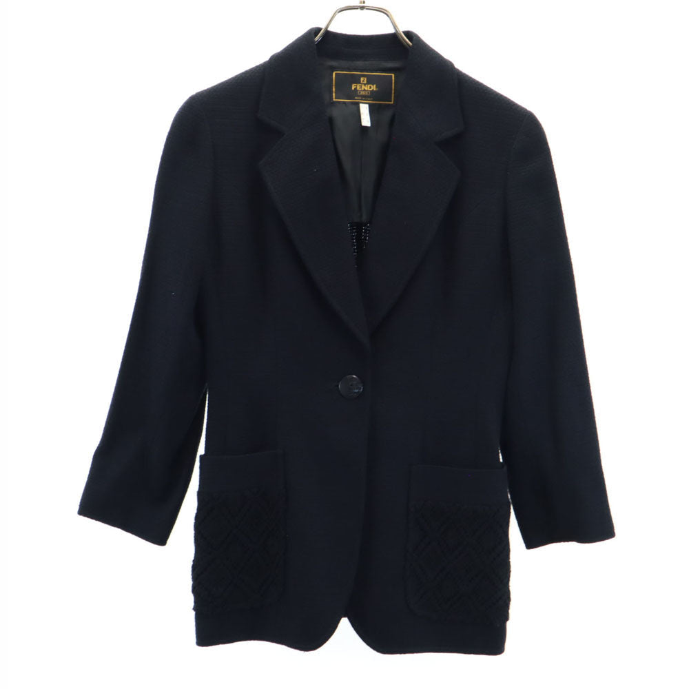 FENDI Italian Silk Unconstructed Blazer Black Size 40