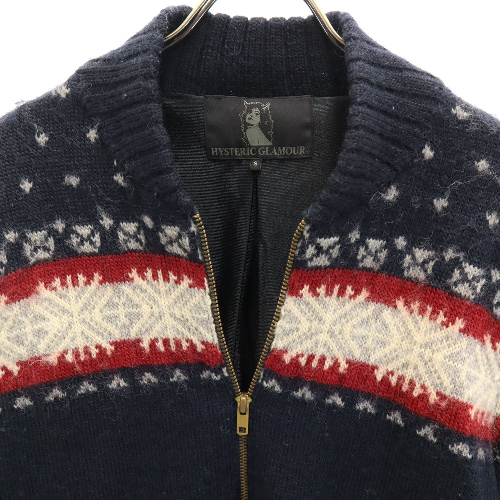 HYSTERIC GLAMOUR Nordic Knit Jacket Navy Size S