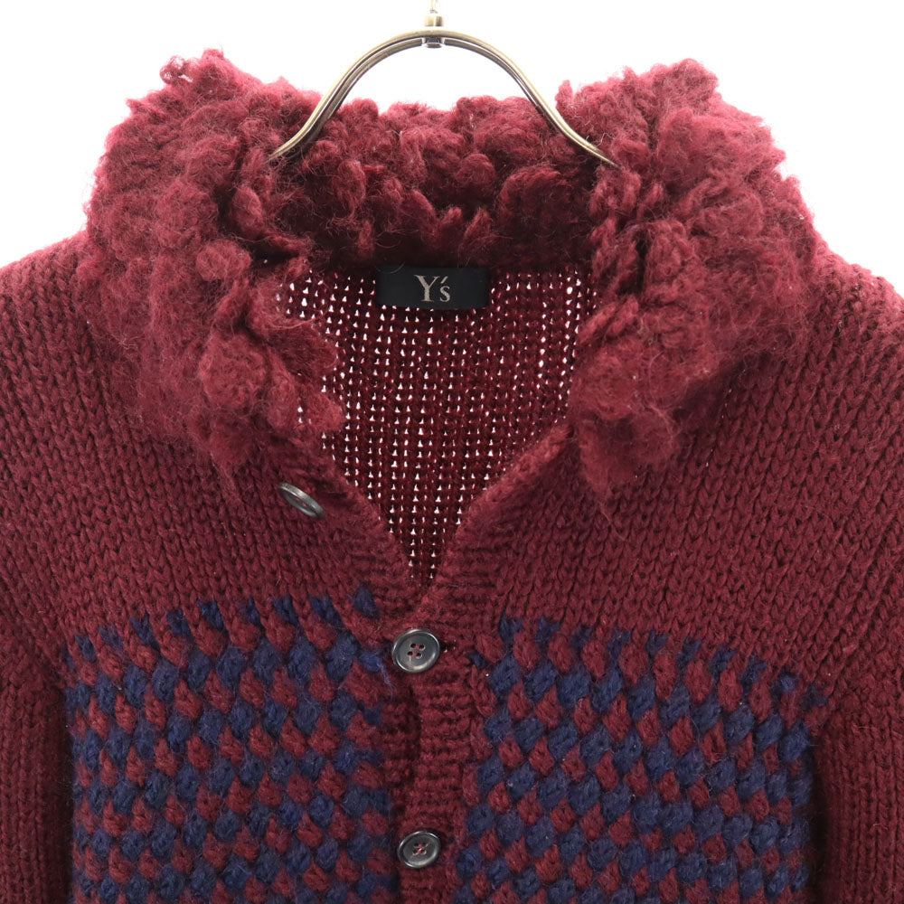 Y's Long Sleeve Knit Cardigan Bordeaux