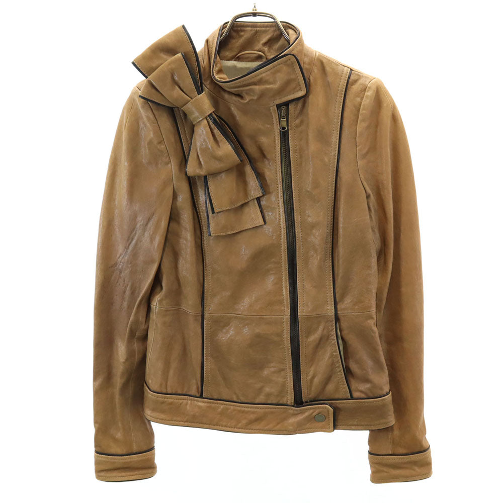 RED VALENTINO Biker Leather Jacket Brown Size 38