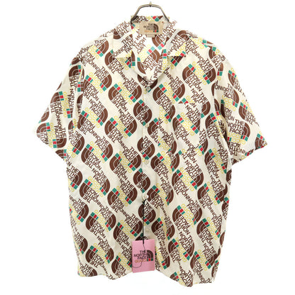 GUCCI TNF Collab Silk All-Over Logo Sleeve Shirt Size 46